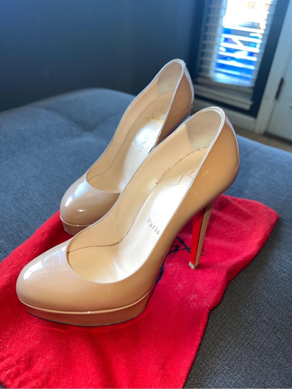 Christian Louboutin Nude Patent Platform Pumps Bianca’s
